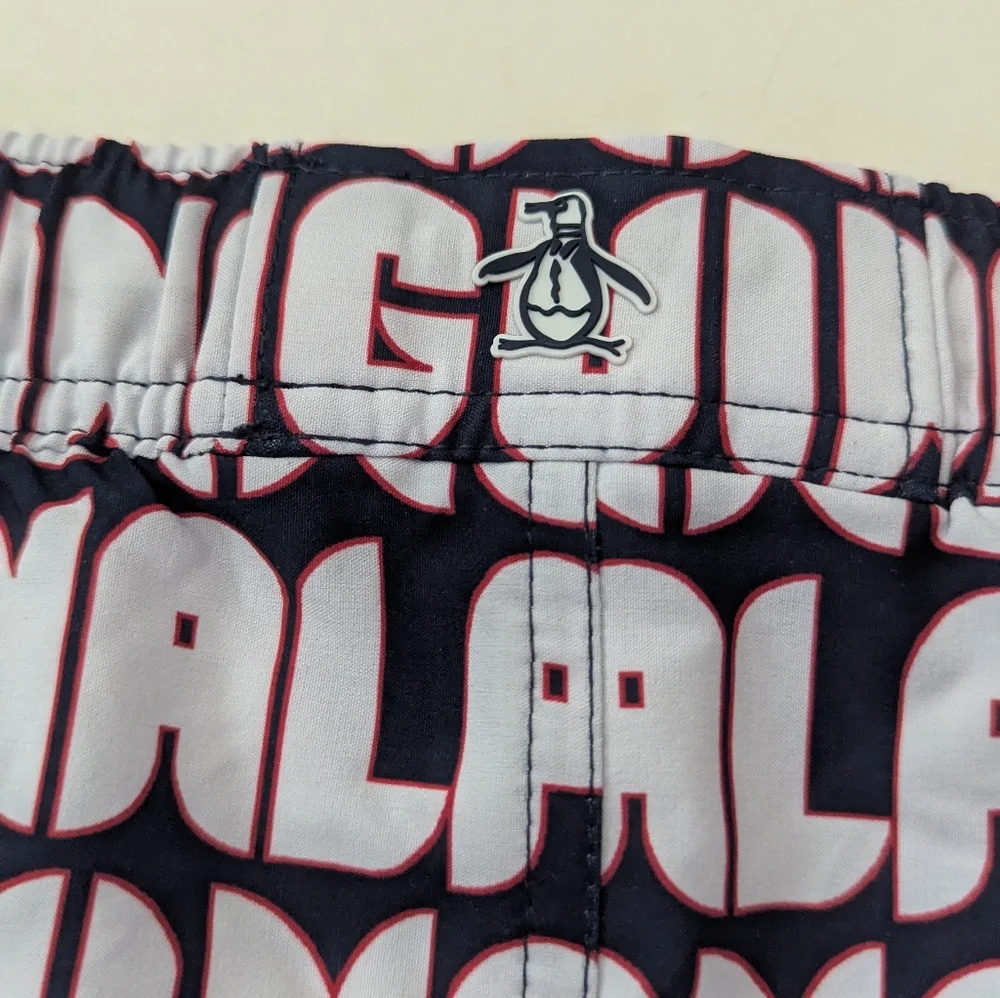 ORIGINAL PENGUIN All Over Print Volley Swim Trunk Dark Sapphire Size XL NWT